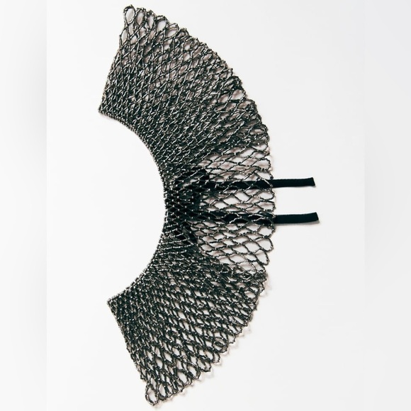 NWT. Zara Aged Silver Necklace with Beading Appliqué Detail. - Picture 2 of 9